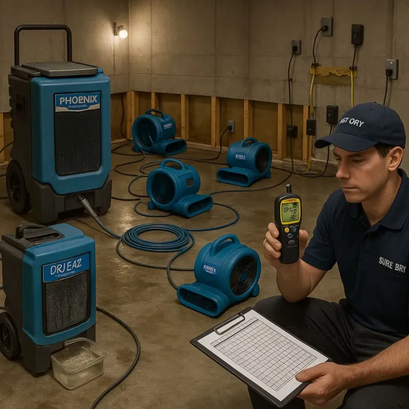 Structural Drying and Dehumidification process in Mishicot, WI